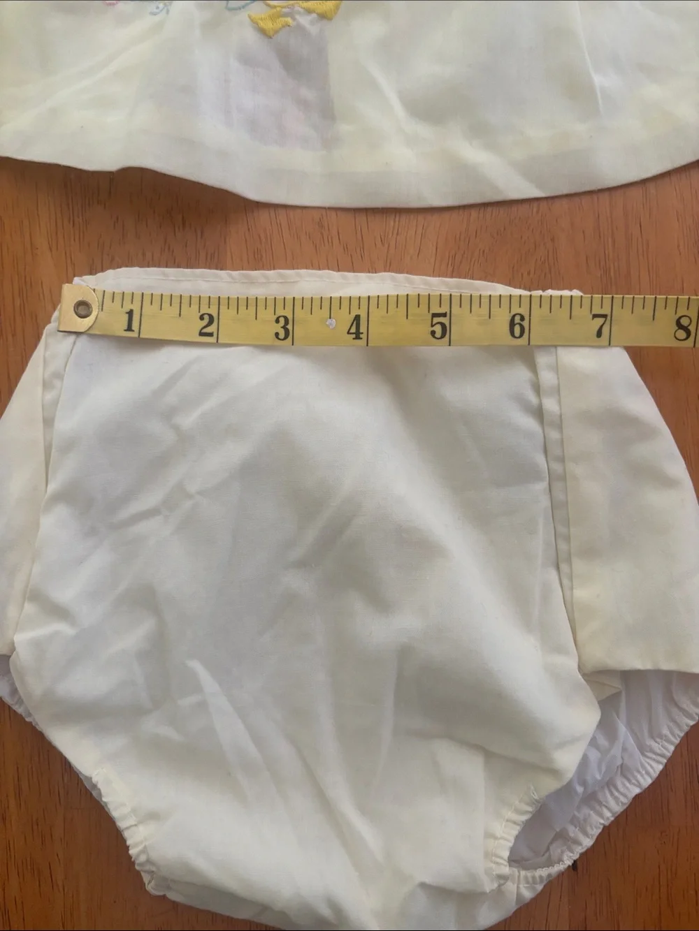 Vintage Yellow Duckling Baby Dress & Bloomers Set - 12months